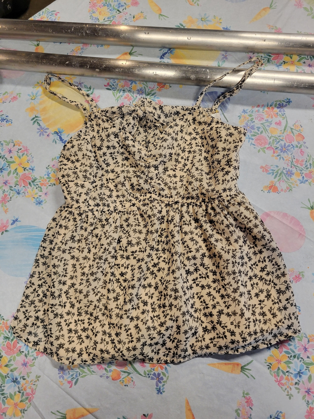 Girls Cream Floral Print Tank Top
